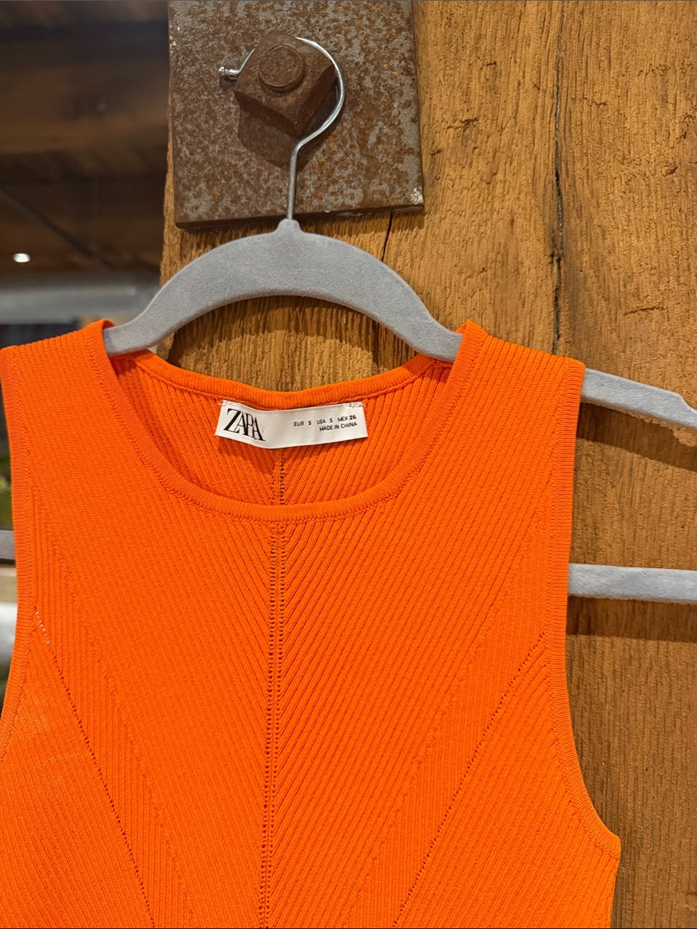 Zara Orange Ribbed Tank Top